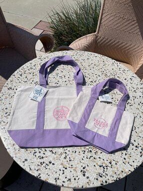 NEW! Bundle Set of 2: LAVENDER Trader Joe's Large & Mini Canvas Totes